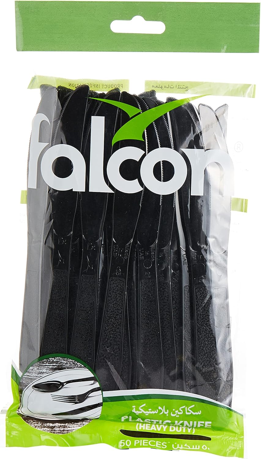PLASTIC KNIFE BLACK HD FALCON / 50 PC - PKT ( EATON FZE)