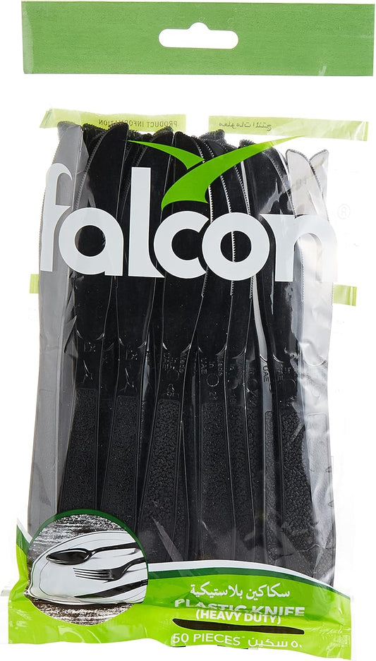 PLASTIC KNIFE BLACK HD FALCON / 50 PC -  PKT ( EATON FZE)