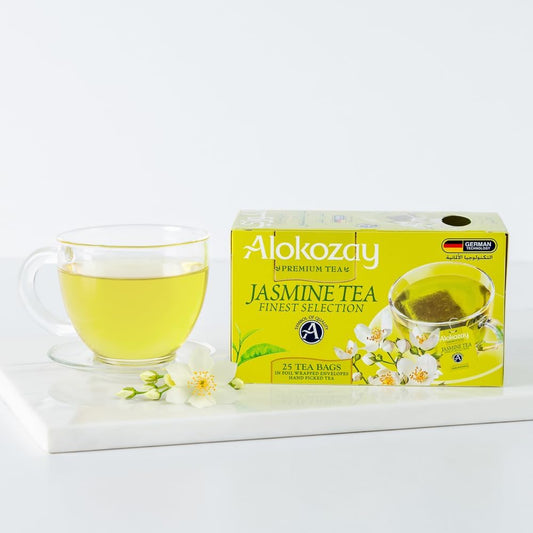 TEA BAGS ALOKOZAY GREEN TEA WITH JASMINE 25 BAGS - PKT (DROPLETS)