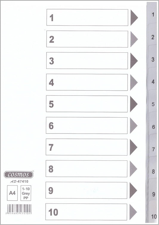 Divider PVC 1-10 Grey - Pcs ( DUSIT THANI)