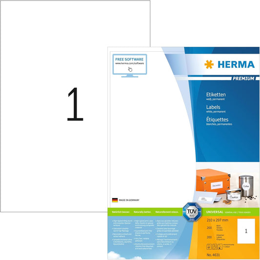 Herma Label 4631 210 x 297 200 Sheet-Pkt ( DUSIT THANI)