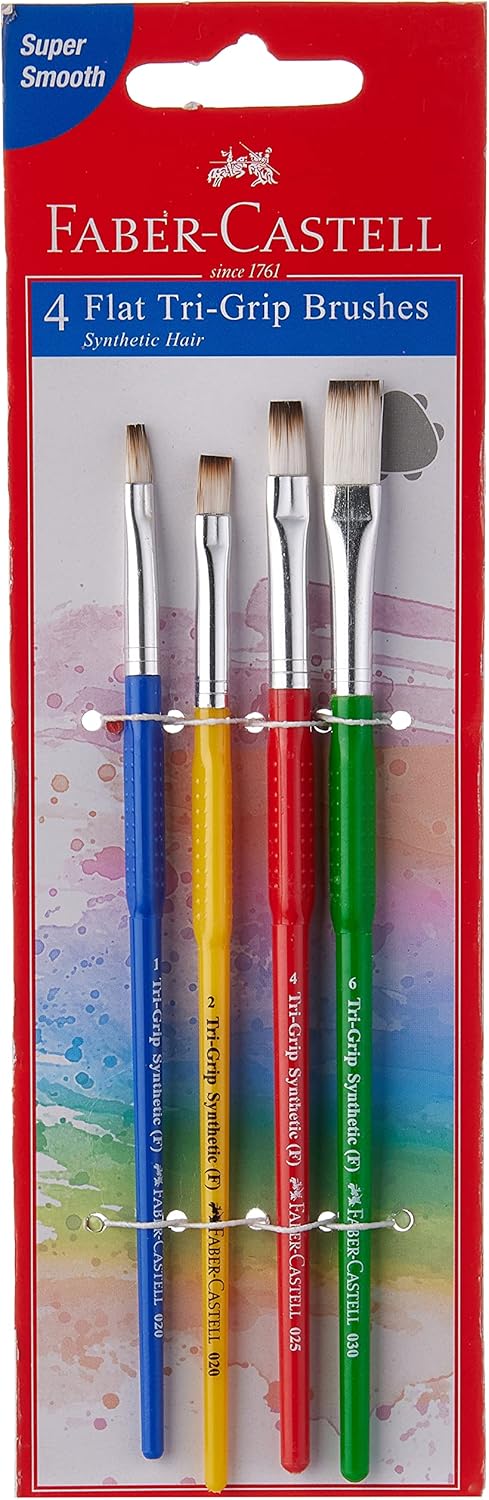 Faber Castell Tri Grip Flat Brush Set Size 1,2,4 & 6 (AL FURQAN)