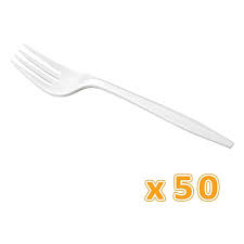 PLASTIC FORK LD 50 PC - PKT (CORE REAL)