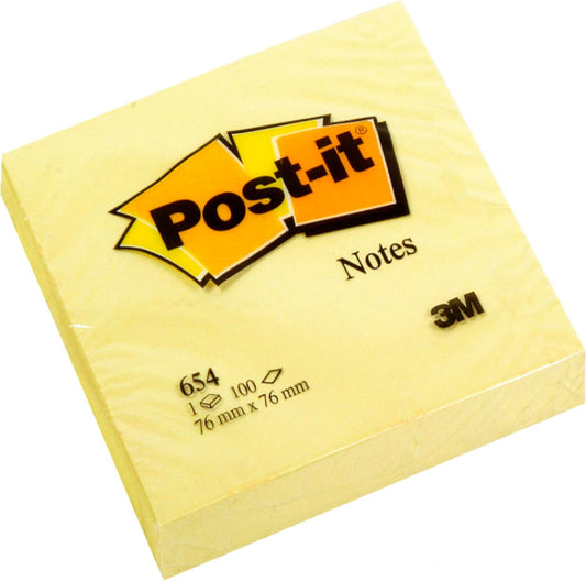 Post It Pad 3" X 3" Yellow 3M - 654 - Pcs ( DUSIT THANI)