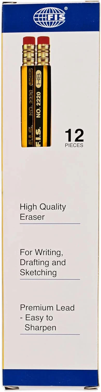 FIS Pencil With Eraser Yellow  12 Pcs - Pkt (ENGIE)