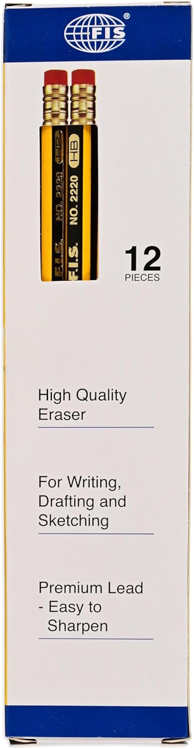 FIS Pencil With Eraser Yellow  12 Pcs - Pkt ( DUSIT THANI)