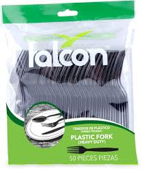 PLASTIC FORK BLACK HD FALCON 50 PC - PKT (BRIGHTON COLLEGE)