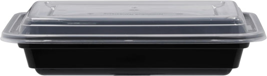 BLACK BASE RECTANGULAR CONTAINER WITH LID 150 PCS - CTN (IDO)
