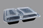 BLACK BASE RECTANGULAR CONTAINER 2 COMPARTMENT WITH LID 150 PCS- CTN (IDO)