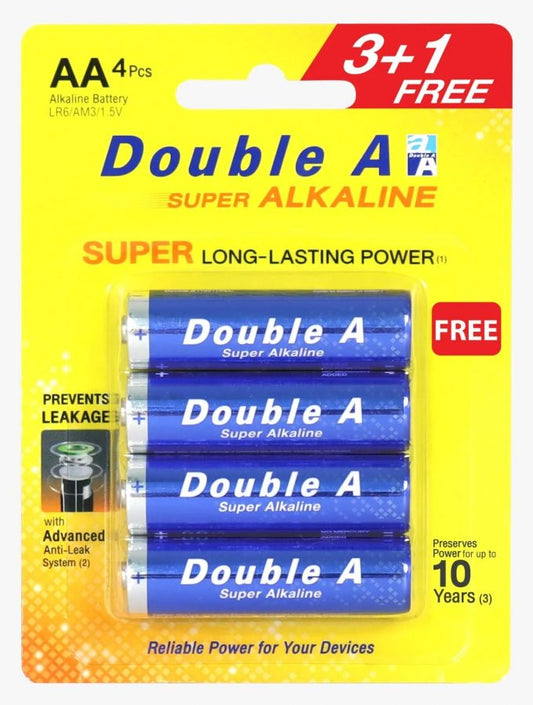 DOUBLE A SUPER ALKALINE BATTERY AA  4PC - PKT (IDO)