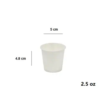 PAPER CUP WHITE 2.5 OZ 50 PCS - PKT (IDO)