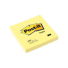Post It Pad 3" X 3" Yellow 3M - 654 - Pcs (SRG)