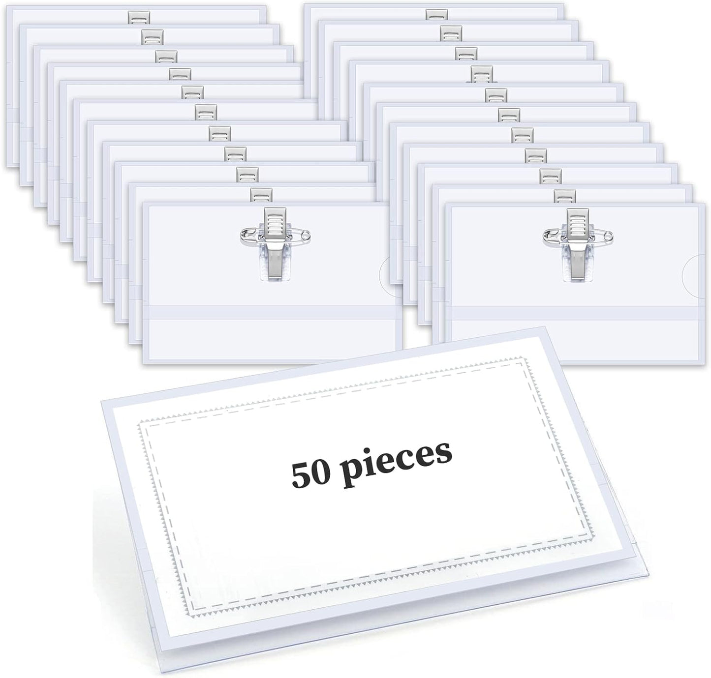 Name Badge With Clip CD-101A  90 x 57 50 Pcs - Pkt (THREADS)