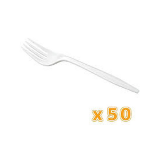 PLASTIC FORK LD 50 PC - PKT (DETECH)