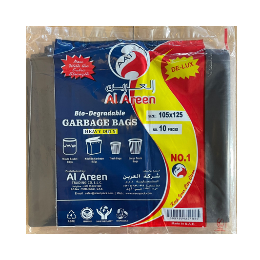 GARBAGE BAG BLACK HD AL AREEN 105 CM X 125 CM 10 BAGS - PKT (FIRST HOMES)