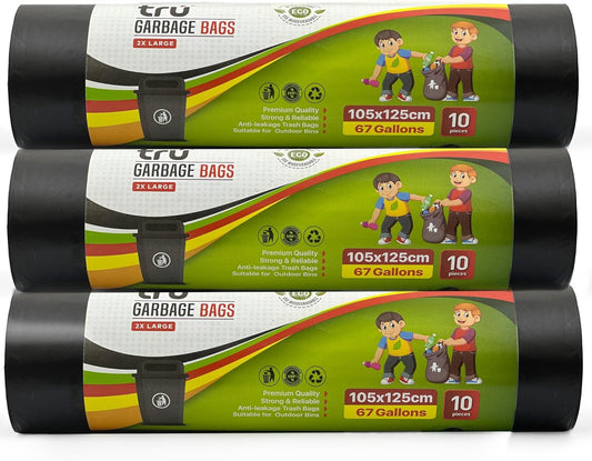 GARBAGE BAG BLACK LD MAPCO 105 CM X 130CM 10 BAGS - PKT (THREADS)